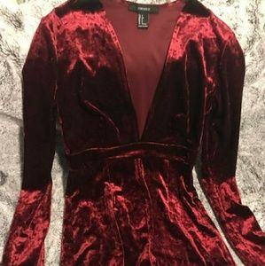 Velvet Maroon Romper